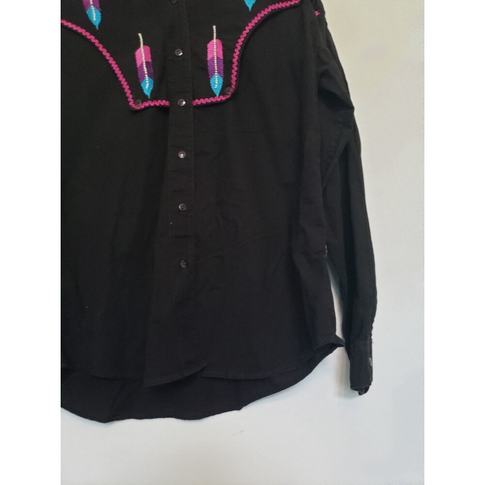 Vtg Southwest Canyon Womens S Shirt Cotton Western Feather Embroidered Button - Picture 3 of 5